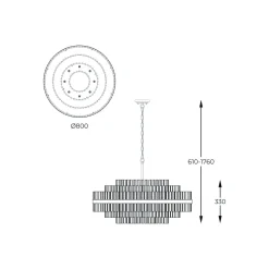 Lampa wisząca glamour złota CONSTANTINOPLE 80 cm