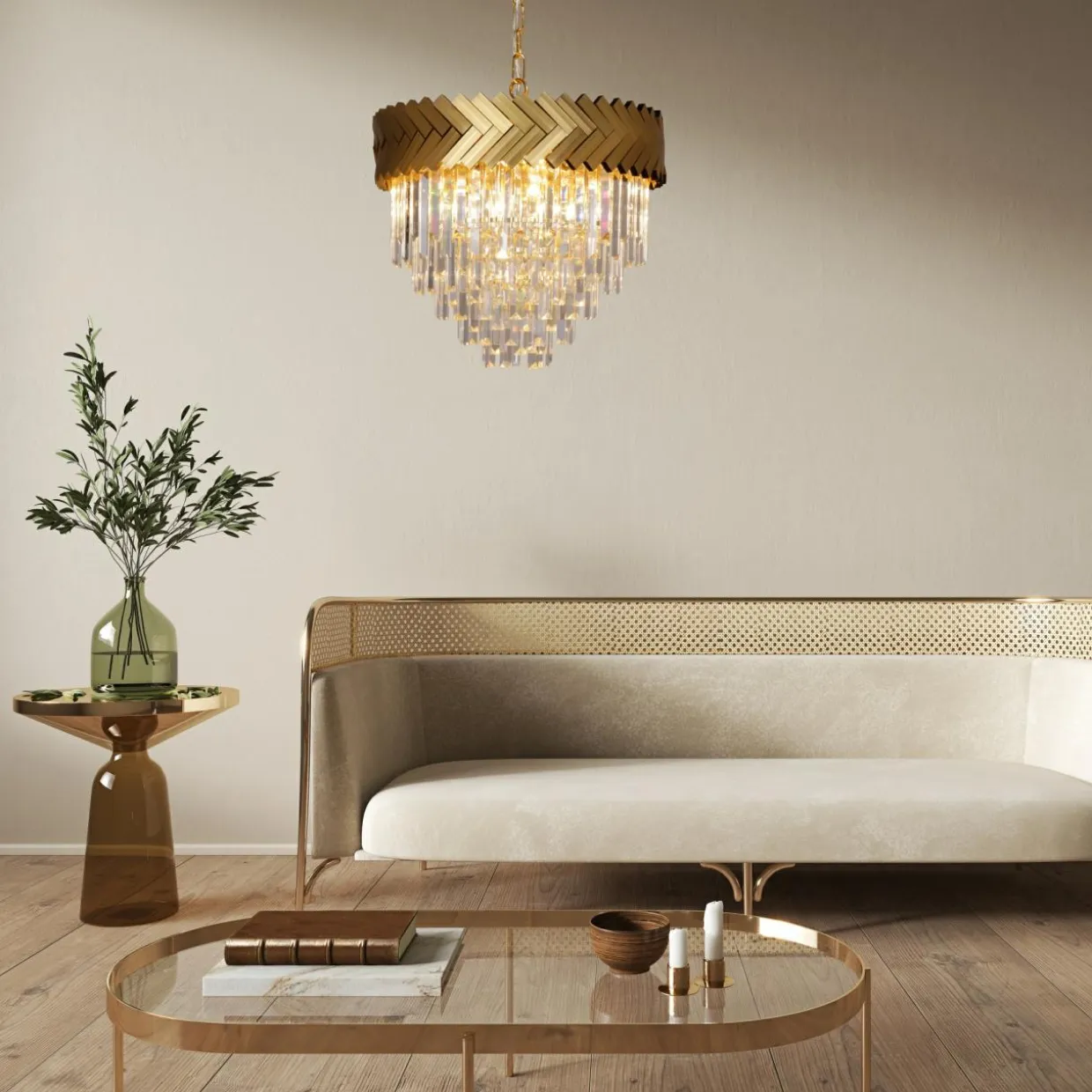 Lampa wisząca glamour złota LYON