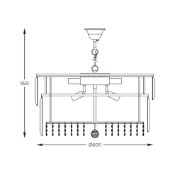 Lampa wisząca glamour złota CAMILLE 60 cm