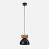 Lampa wisząca industrialna drewno jasne czarna W-DR