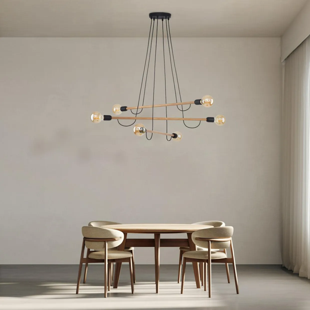 Lampa wisząca jasne drewno HELIX VI WOOD