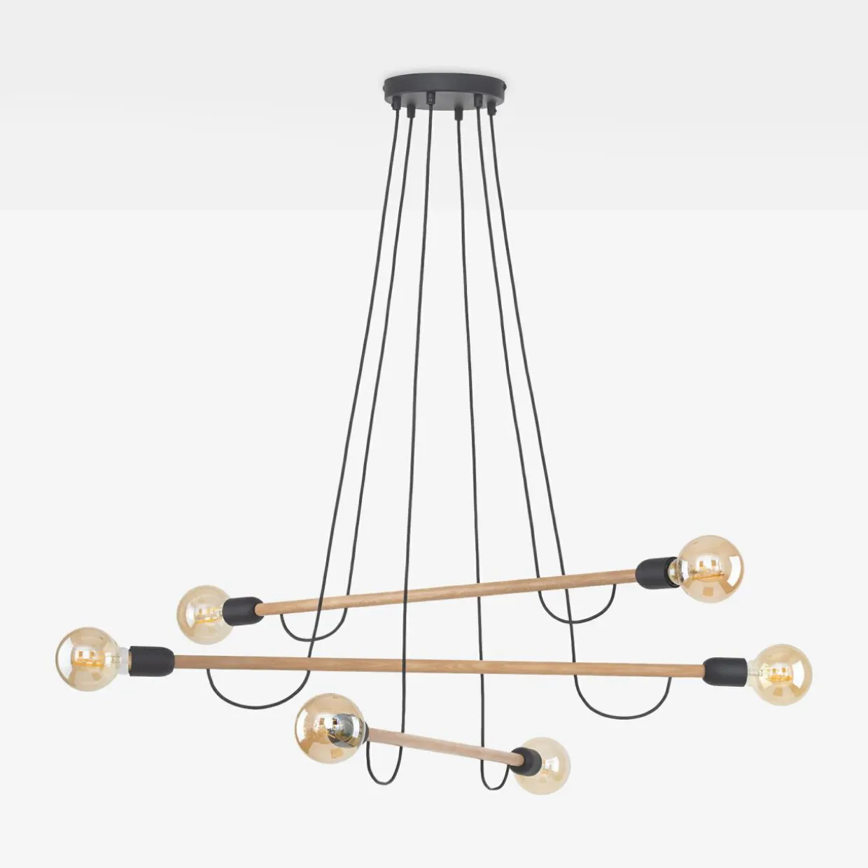 Lampa wisząca jasne drewno HELIX VI WOOD