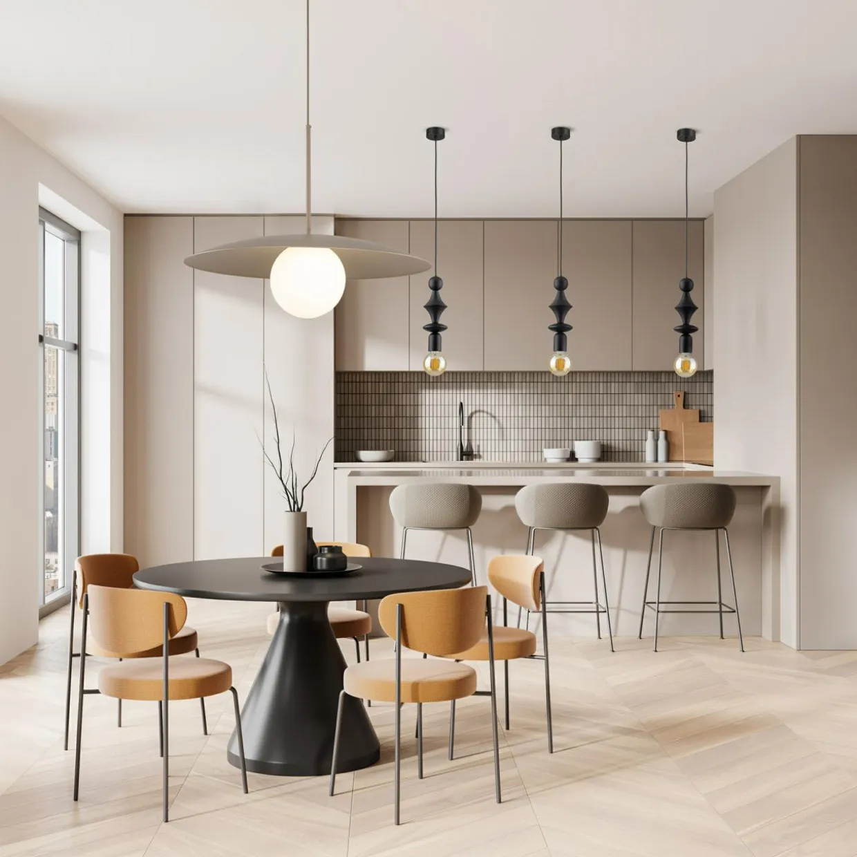 Lampa wisząca jasnobrązowa SLATE SABIA GLASS
