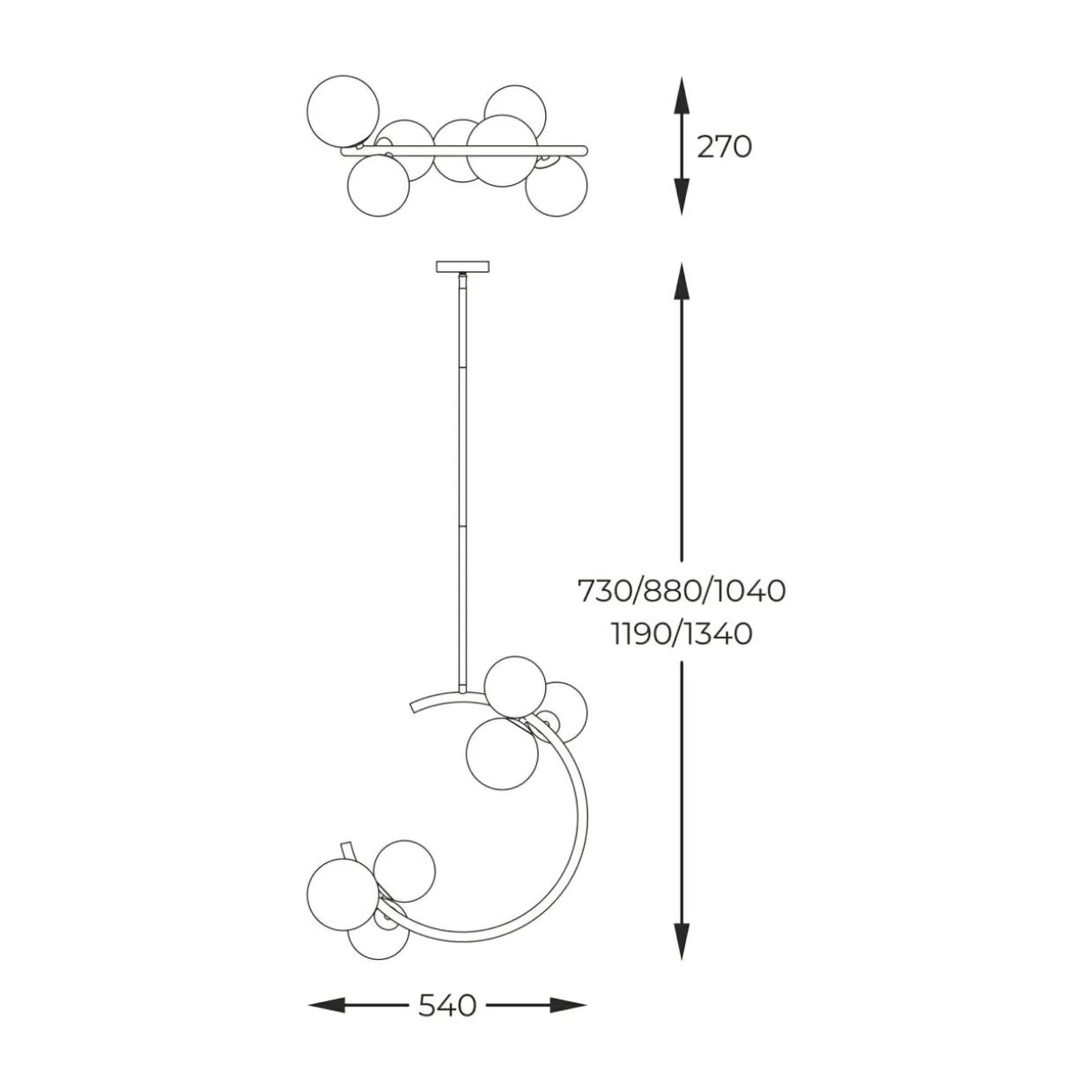 Lampa wisząca kule złota MOLECULE