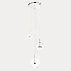 Lampa wisząca LED 3 kule okrągła podstawa chrom ENCELADUS