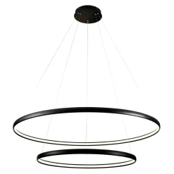 Lampa wisząca LED 2 okręgi czarna CARLO