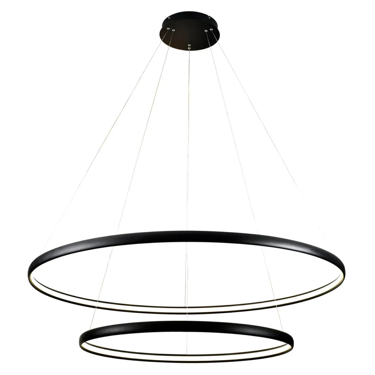 Lampa wisząca LED 2 okręgi czarna CARLO