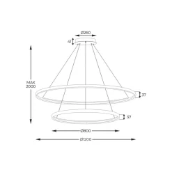 Lampa wisząca LED 2 okręgi złota CARLO