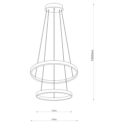 Lampa wisząca LED 2 pierścienie czarna BRENO 60 cm