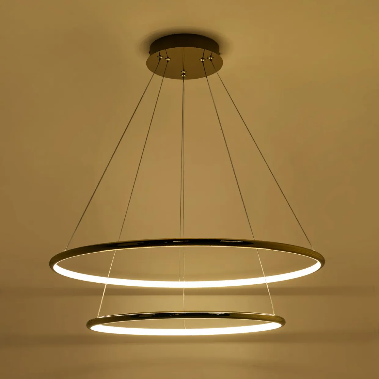 Lampa wisząca LED 2 pierścienie złota MARSEILLE