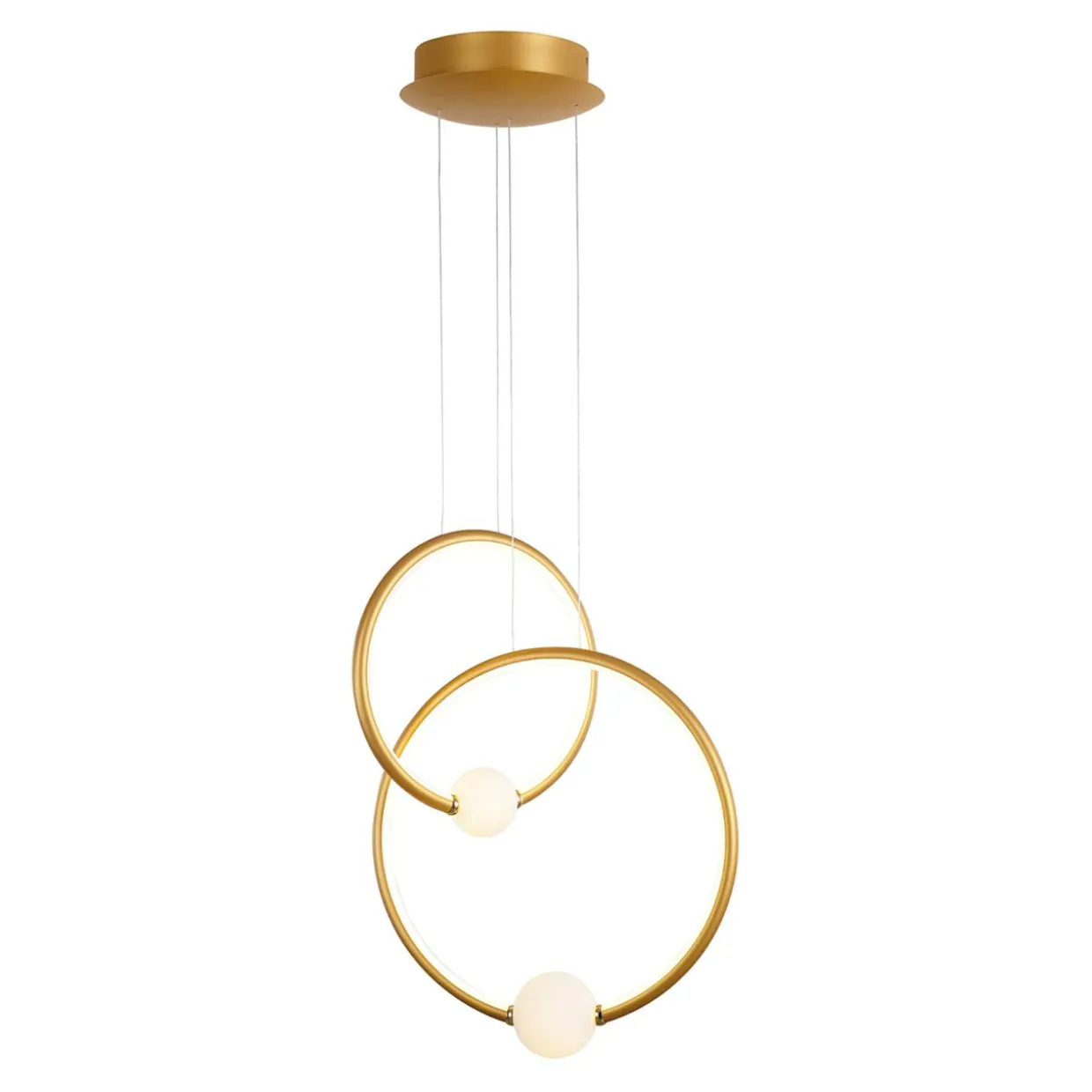 Lampa wisząca LED 2 pierścienie złota LOZANNA