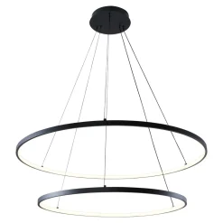 Lampa wisząca LED 2 pierścienie czarna BRENO 80 cm