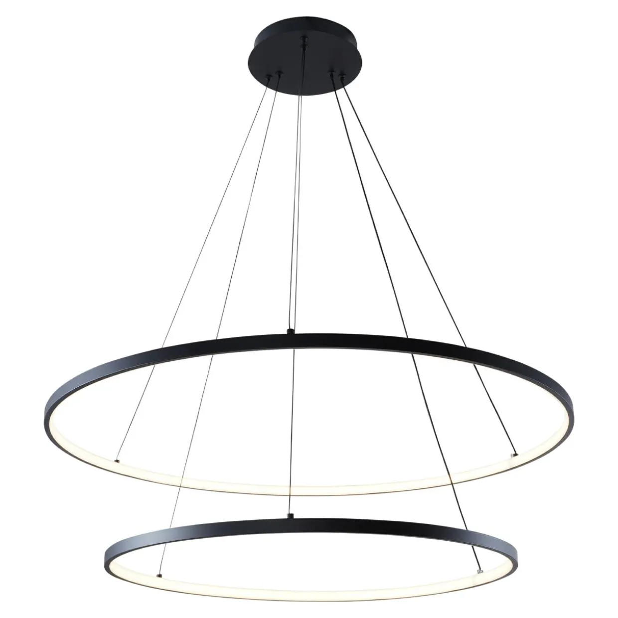 Lampa wisząca LED 2 pierścienie czarna BRENO 80 cm