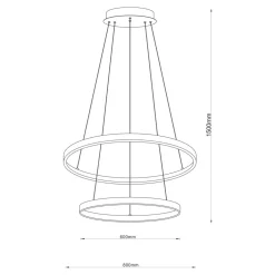 Lampa wisząca LED 2 pierścienie złota BRENO 80 cm