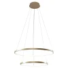 Lampa wisząca LED 2 pierścienie złota BRENO 60 cm