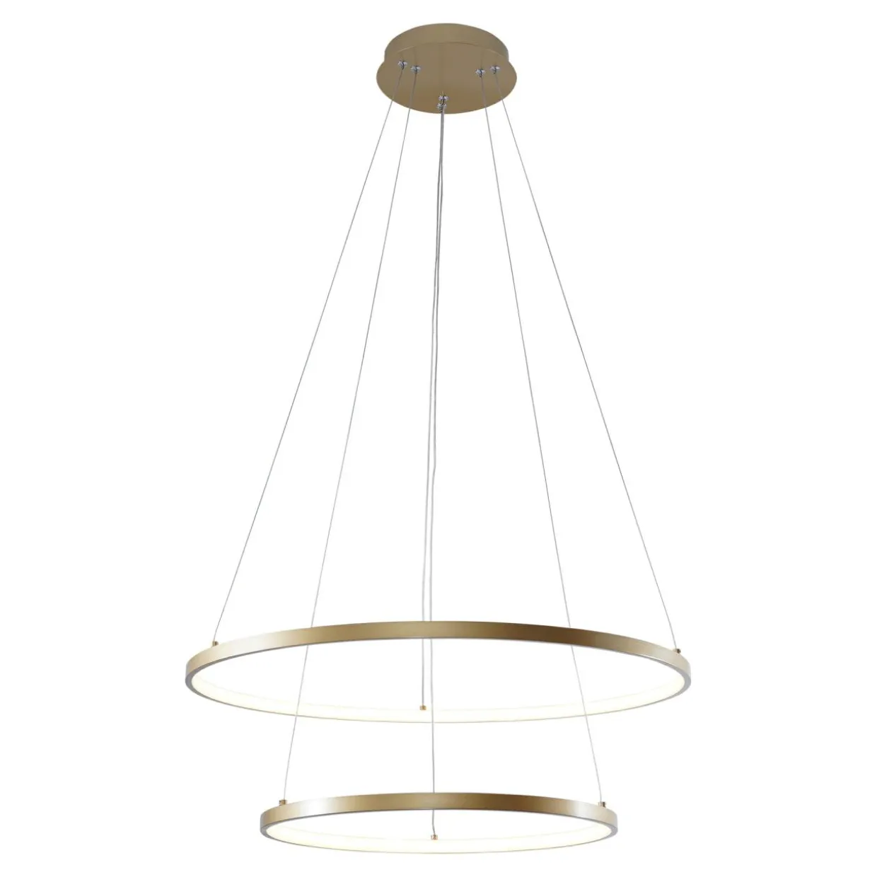 Lampa wisząca LED 2 pierścienie złota BRENO 60 cm