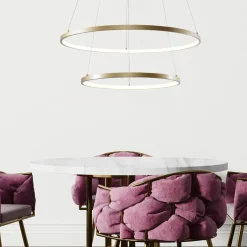 Lampa wisząca LED 2 pierścienie złota BRENO 60 cm