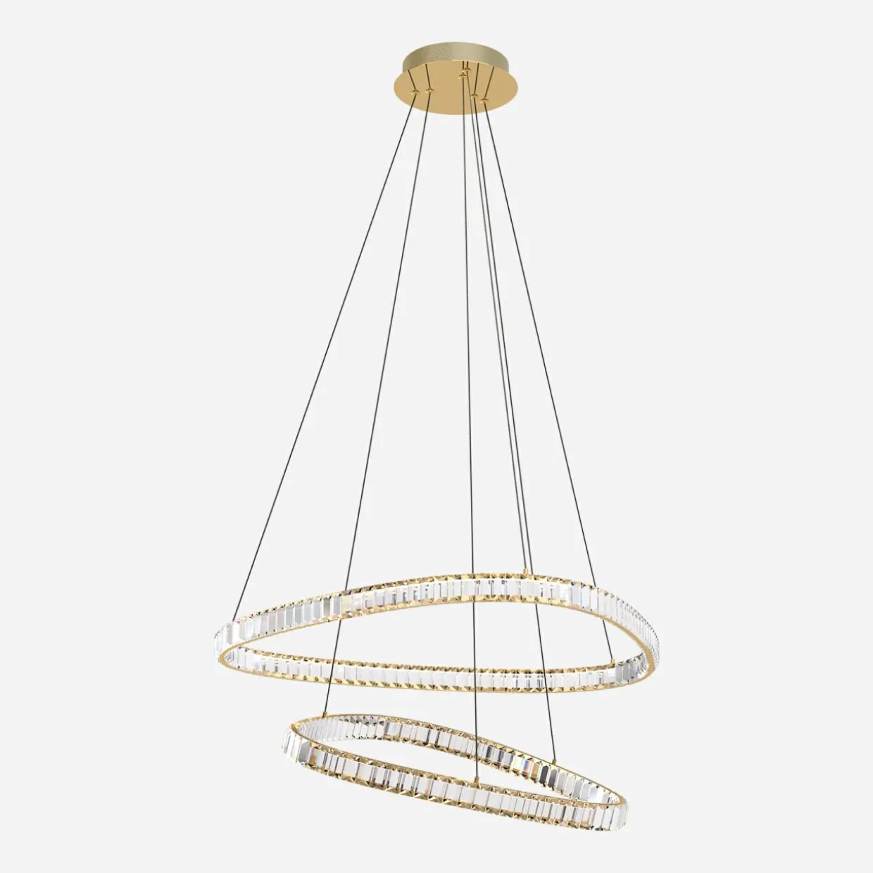 Lampa wisząca LED 2 pierścienie złota ATHESA z pilotem
