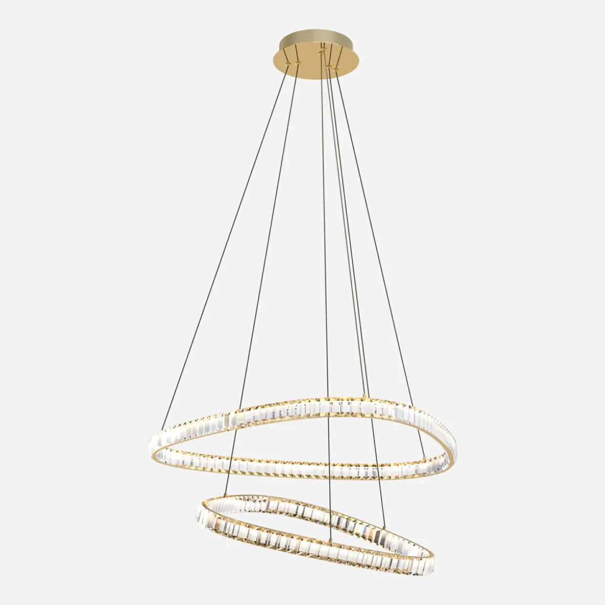Lampa wisząca LED 2 pierścienie złota ATHESA z pilotem