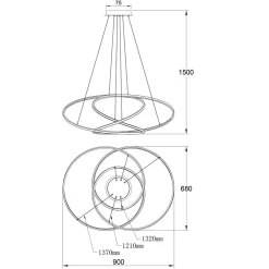 Lampa wisząca LED CHOLET wstęga złota
