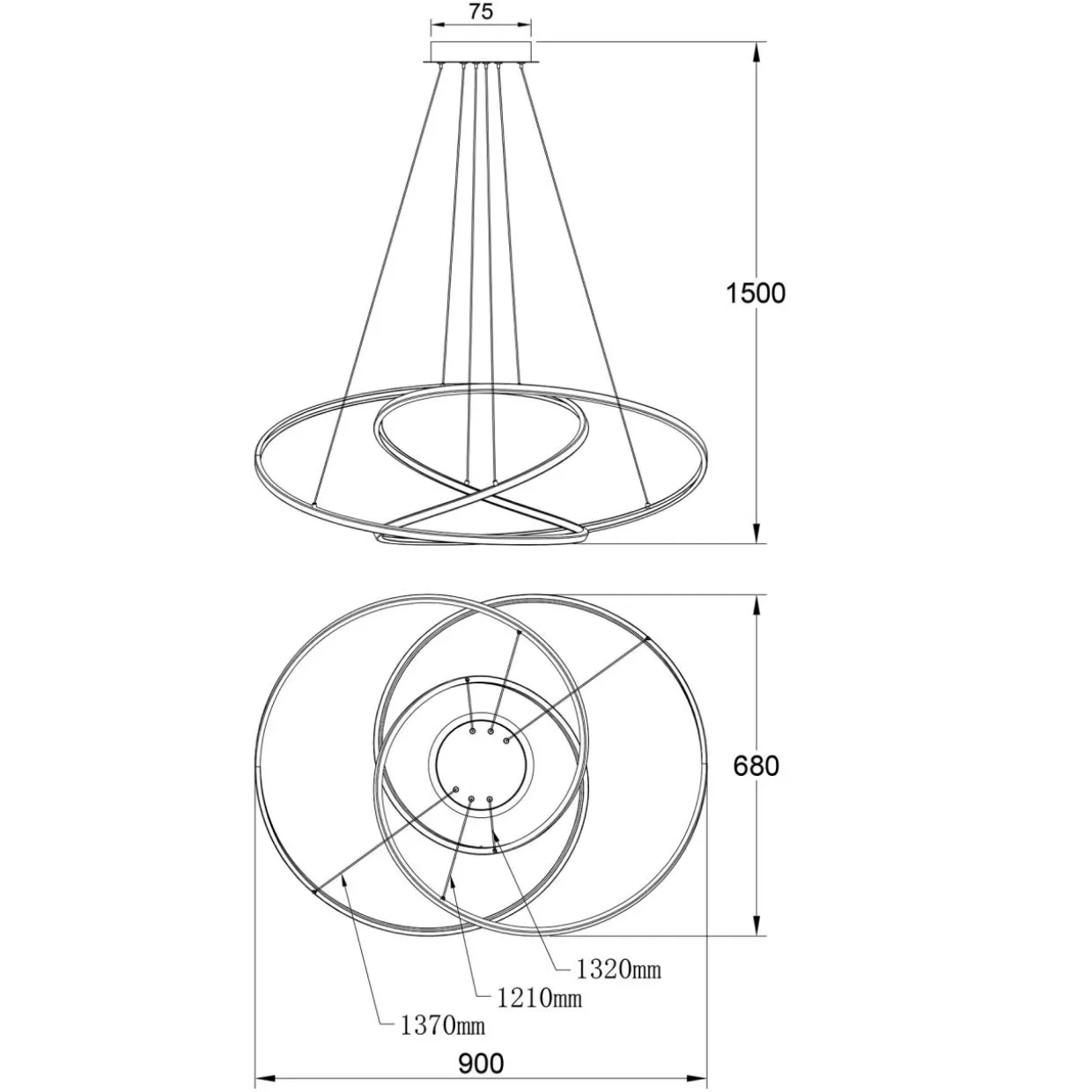 Lampa wisząca LED CHOLET wstęga złota