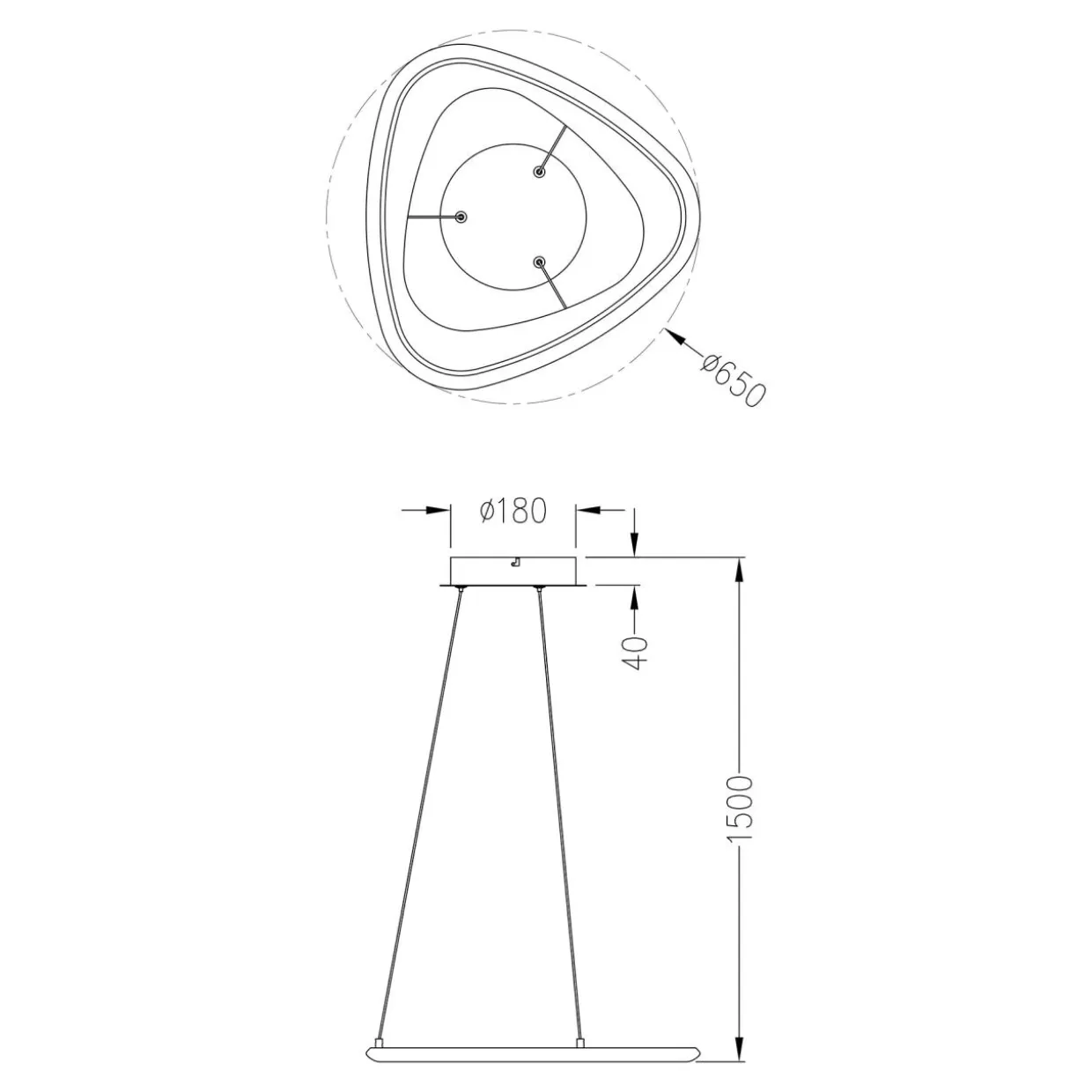Lampa wisząca LED chromowana czarna GETAFE 65 cm