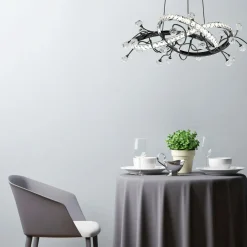 Lampa wisząca LED czarna chrom MAIA z pilotem