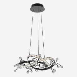 Lampa wisząca LED czarna chrom MAIA z pilotem