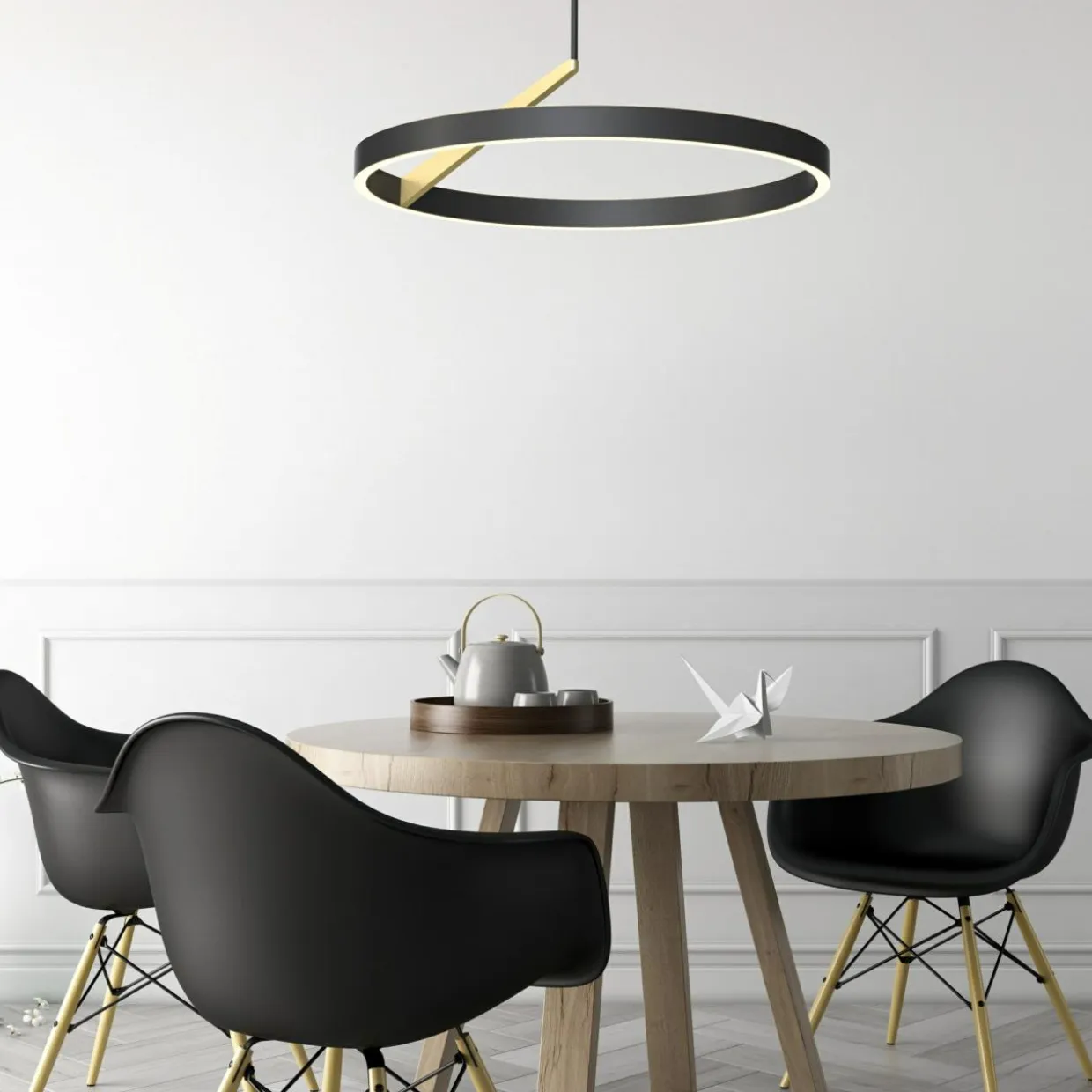 Lampa wisząca LED czarna MALU z pilotem