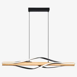Lampa wisząca LED drewniana czarna BAEZ