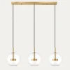 Lampa wisząca LED listwa 3 kule złota ENCELADUS
