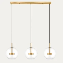 Lampa wisząca LED listwa 3 kule złota ENCELADUS