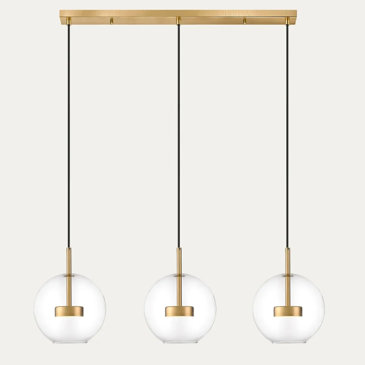 Lampa wisząca LED listwa 3 kule złota ENCELADUS