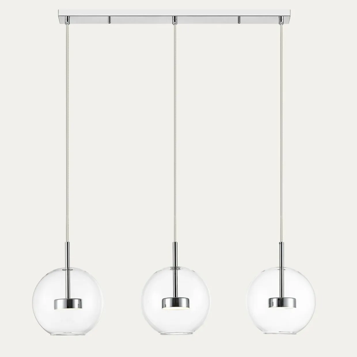 Lampa wisząca LED listwa 3 kule chrom ENCELADUS