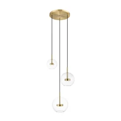 Lampa wisząca LED okragła podstawa 3 klosze złota ENCELADUS