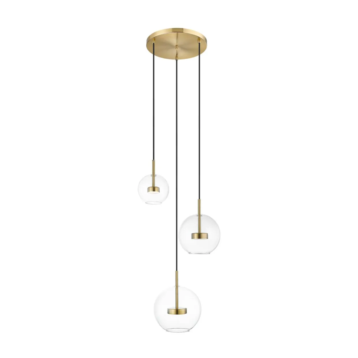Lampa wisząca LED okragła podstawa 3 klosze złota ENCELADUS