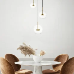 Lampa wisząca LED okragła podstawa 3 klosze złota ENCELADUS