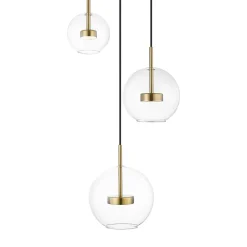 Lampa wisząca LED okragła podstawa 3 klosze złota ENCELADUS