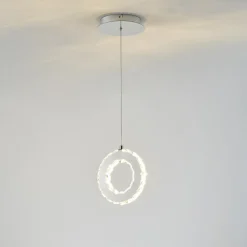 Lampa wisząca LED pierścień chrom GIRONA