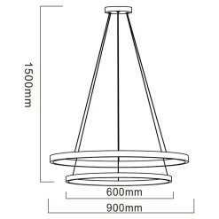 Lampa wisząca LED 2-pierścieniowa czarna HORIK
