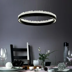 Lampa wisząca LED pierścieniowa czarna REGI 60 cm