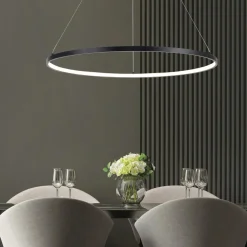 Lampa wisząca LED pierścieniowa czarna HORIK 60 cm
