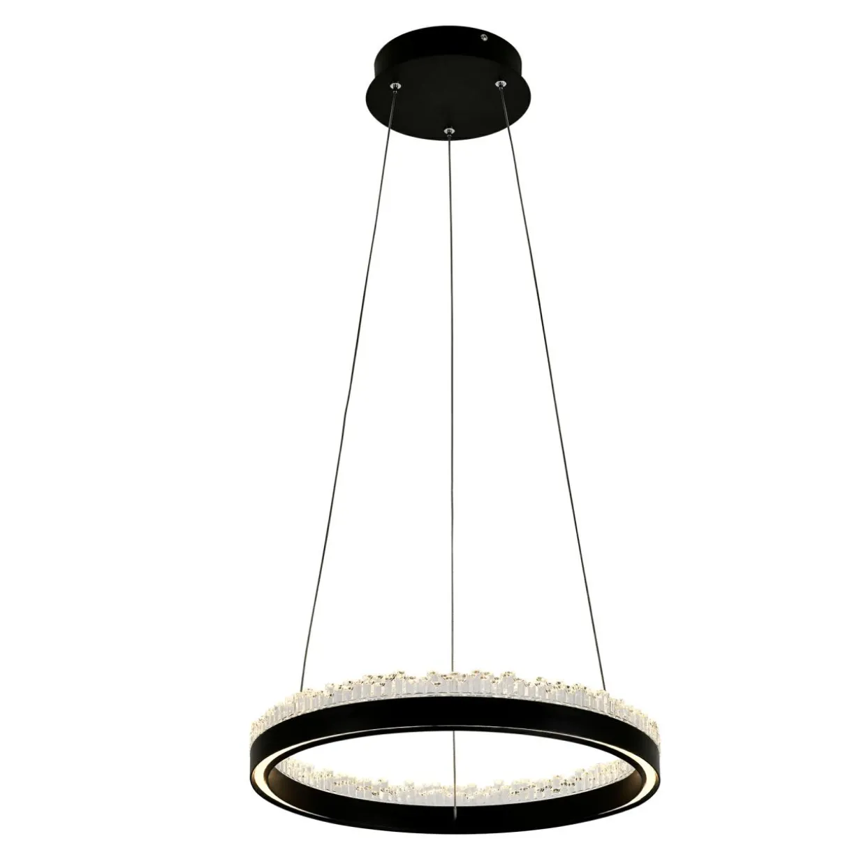 Lampa wisząca LED pierścieniowa czarna REGI 40 cm