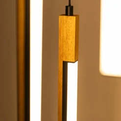 Lampa wisząca LED podstawa okrągła czarna drewniana ELIOT VI