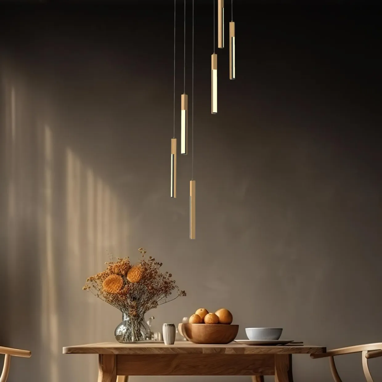 Lampa wisząca LED podstawa okrągła czarna drewniana ELIOT VI