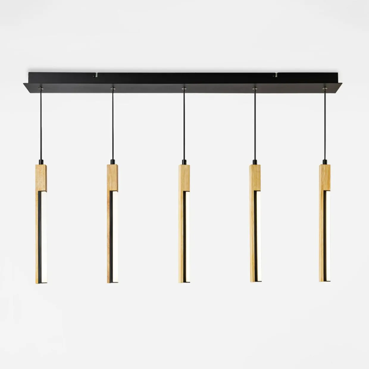 Lampa wisząca LED podstawa listwa czarna drewniana ELIOT V