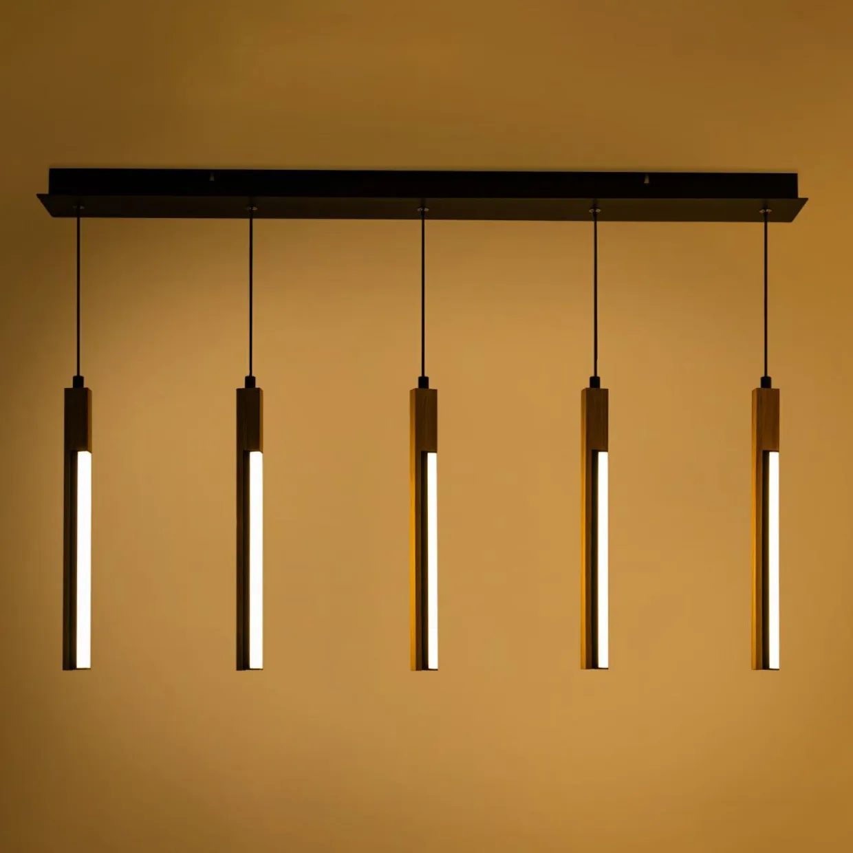 Lampa wisząca LED podstawa listwa czarna drewniana ELIOT V