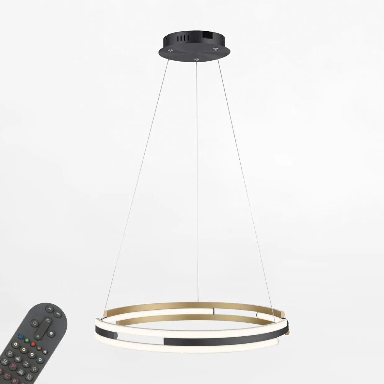 Lampa wisząca LED Wi-Fi czarno-złota Q-BELUGA z pilotem