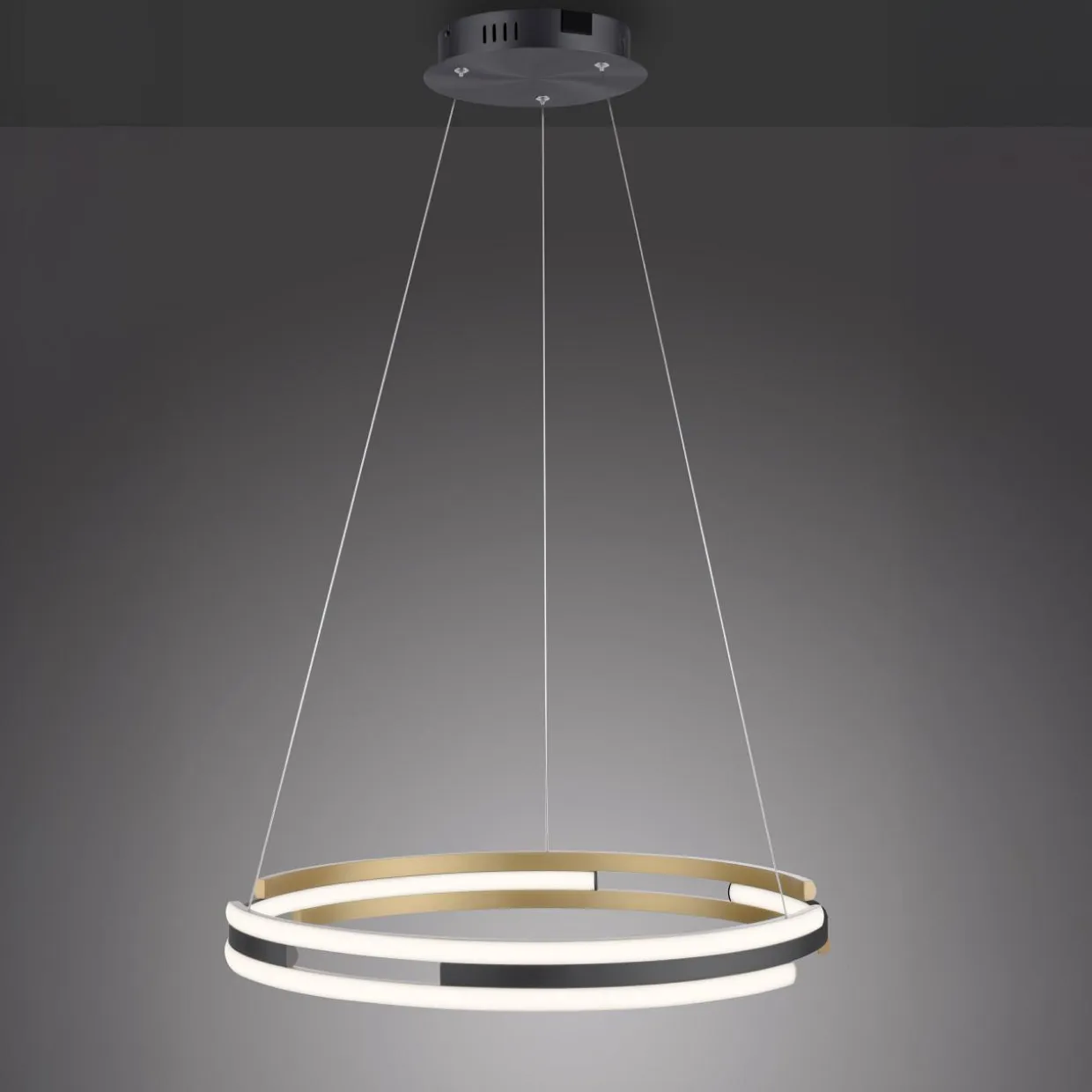 Lampa wisząca LED Wi-Fi czarno-złota Q-BELUGA z pilotem