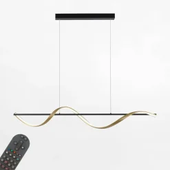 Lampa wisząca LED Wi-Fi czarno-złota Q-SWING z pilotem